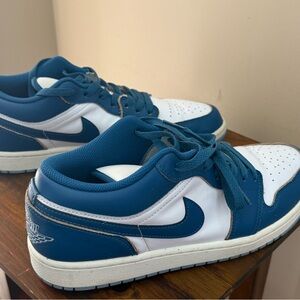 Nike Men's Industrial Blue and White Air Jordan Low Sneakers
